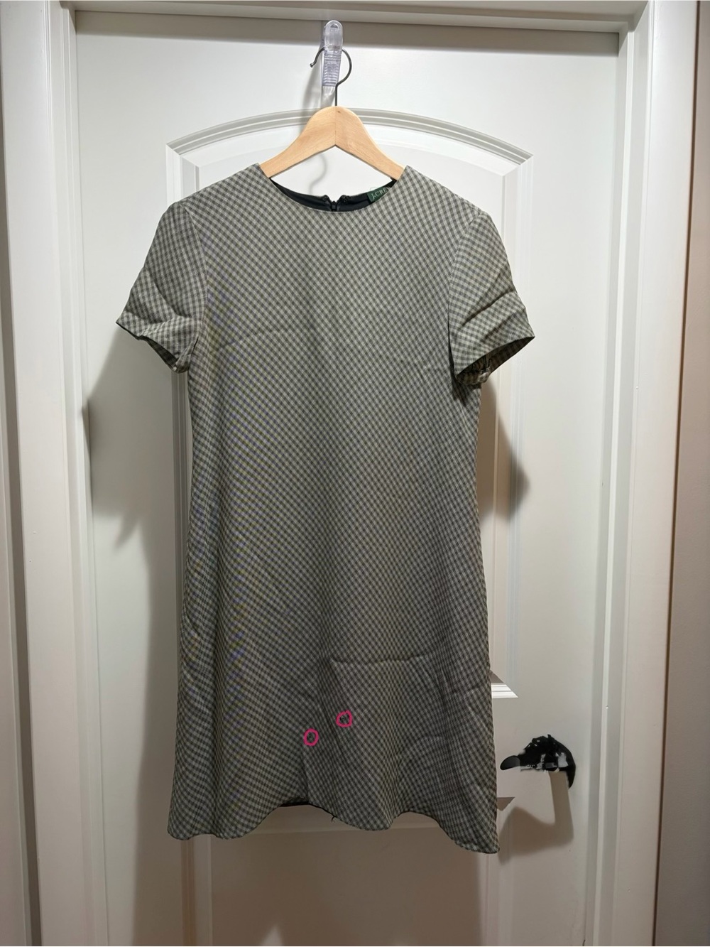 J. Crew gray Black Check Short-Sleeve Shift Dress